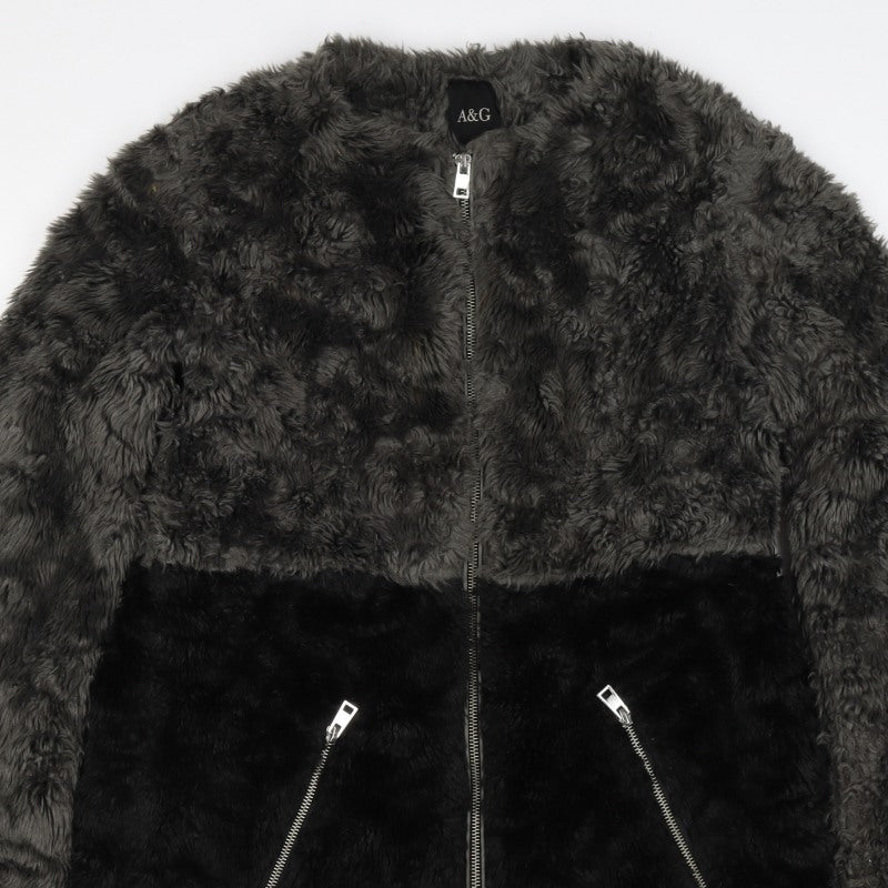 A&G Women’s Grey & Black Faux Fur Reversible Jacket Size 8