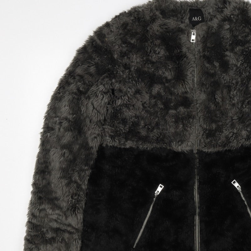 A&G Women’s Grey & Black Faux Fur Reversible Jacket Size 8