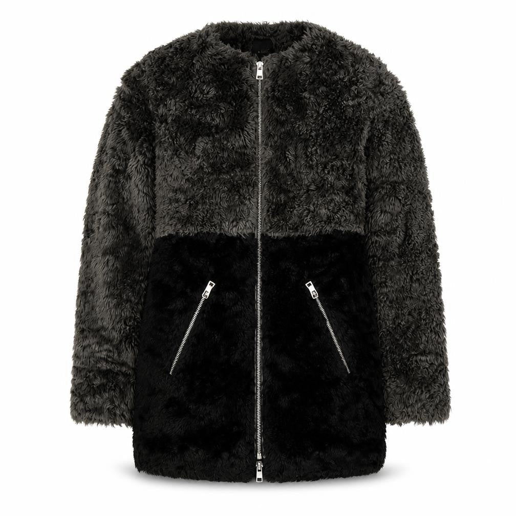A&G Women’s Grey & Black Faux Fur Reversible Jacket Size 8