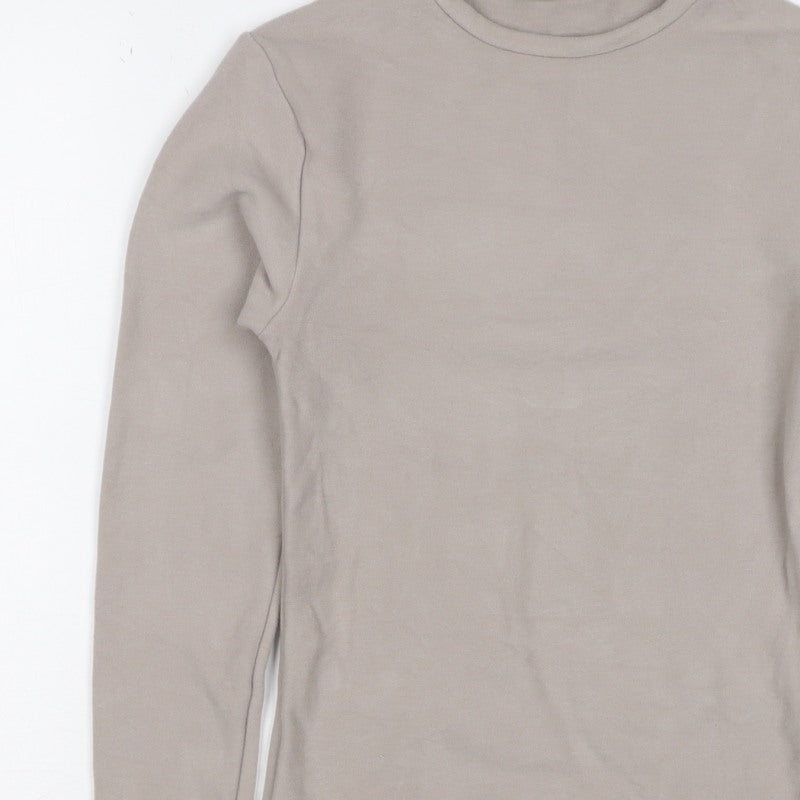 M&S Women's Beige UK 8 Heatgen Thermal Long Sleeve Basic T-Shirt