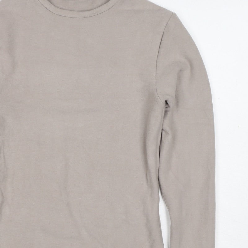 M&S Women's Beige UK 8 Heatgen Thermal Long Sleeve Basic T-Shirt