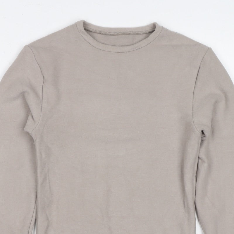 M&S Women's Beige UK 8 Heatgen Thermal Long Sleeve Basic T-Shirt