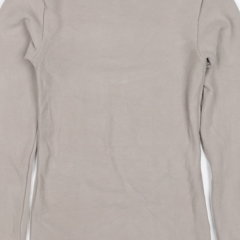 M&S Women's Beige UK 8 Heatgen Thermal Long Sleeve Basic T-Shirt