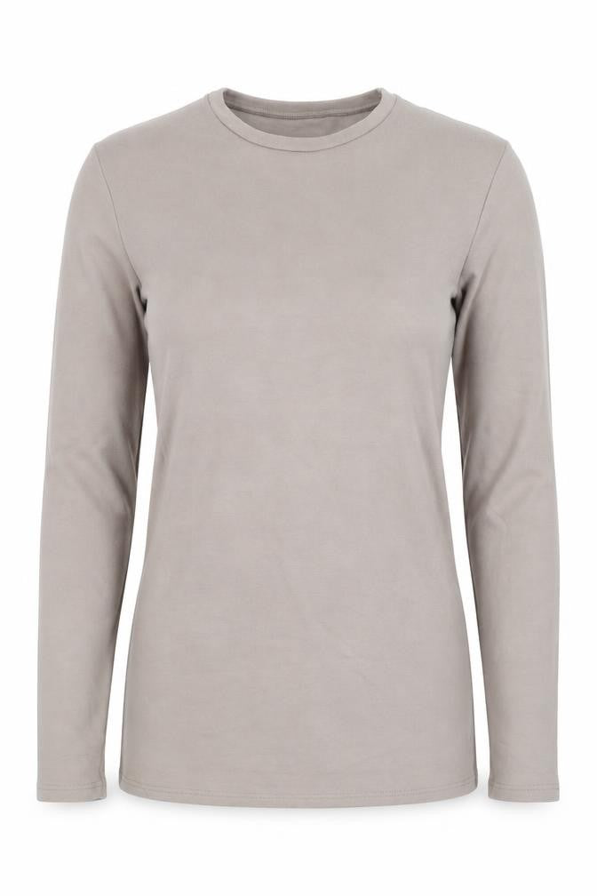 M&S Women's Beige UK 8 Heatgen Thermal Long Sleeve Basic T-Shirt