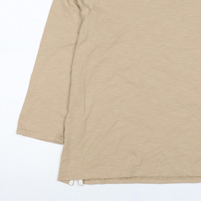 Crew Clothing Company Women Beige Size 14 Basic Long Sleeve T-Shirt