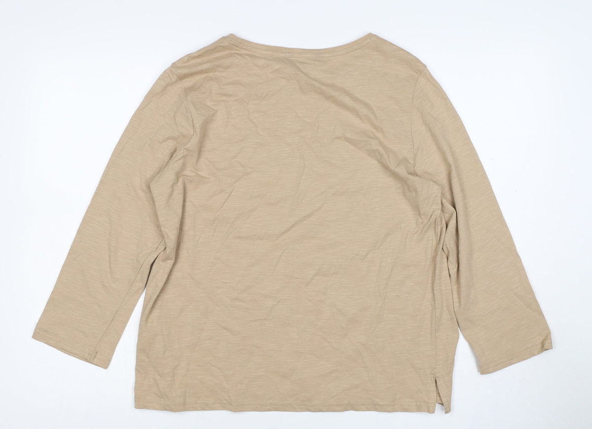 Crew Clothing Company Women Beige Size 14 Basic Long Sleeve T-Shirt
