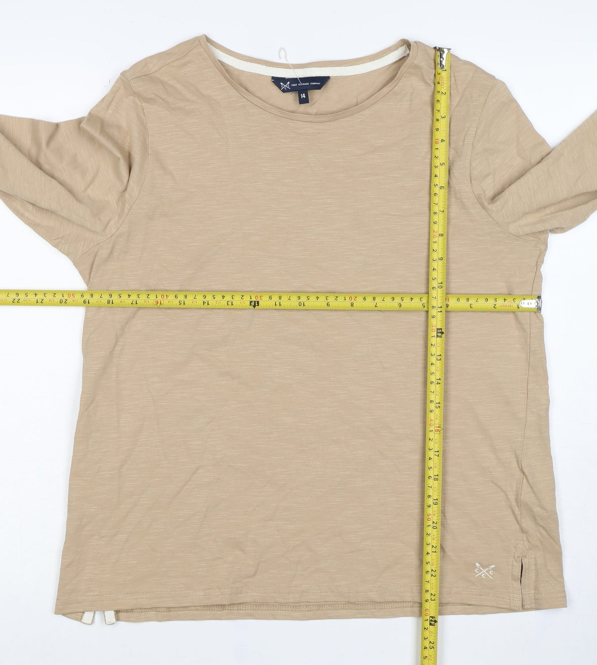 Crew Clothing Company Women Beige Size 14 Basic Long Sleeve T-Shirt