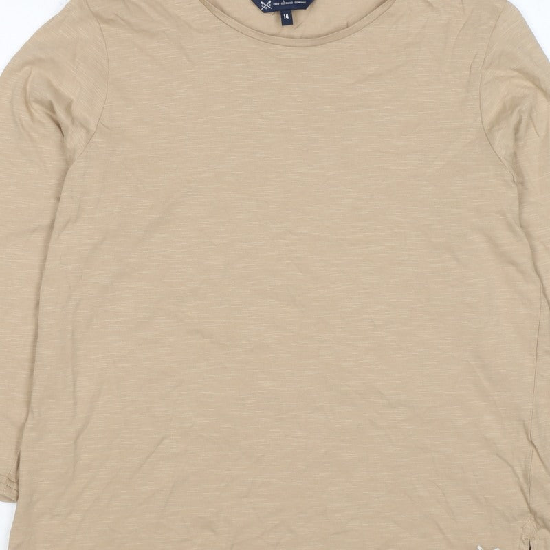 Crew Clothing Company Women Beige Size 14 Basic Long Sleeve T-Shirt