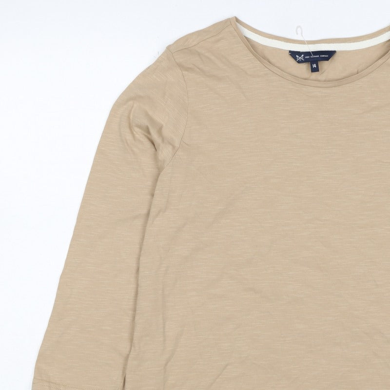 Crew Clothing Company Women Beige Size 14 Basic Long Sleeve T-Shirt