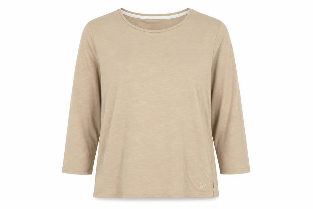 Crew Clothing Company Women Beige Size 14 Basic Long Sleeve T-Shirt