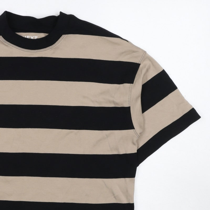 Next Women’s Multicoloured XS Striped Mock Neck Cotton T-Shirt