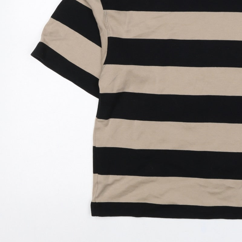 Next Women’s Multicoloured XS Striped Mock Neck Cotton T-Shirt