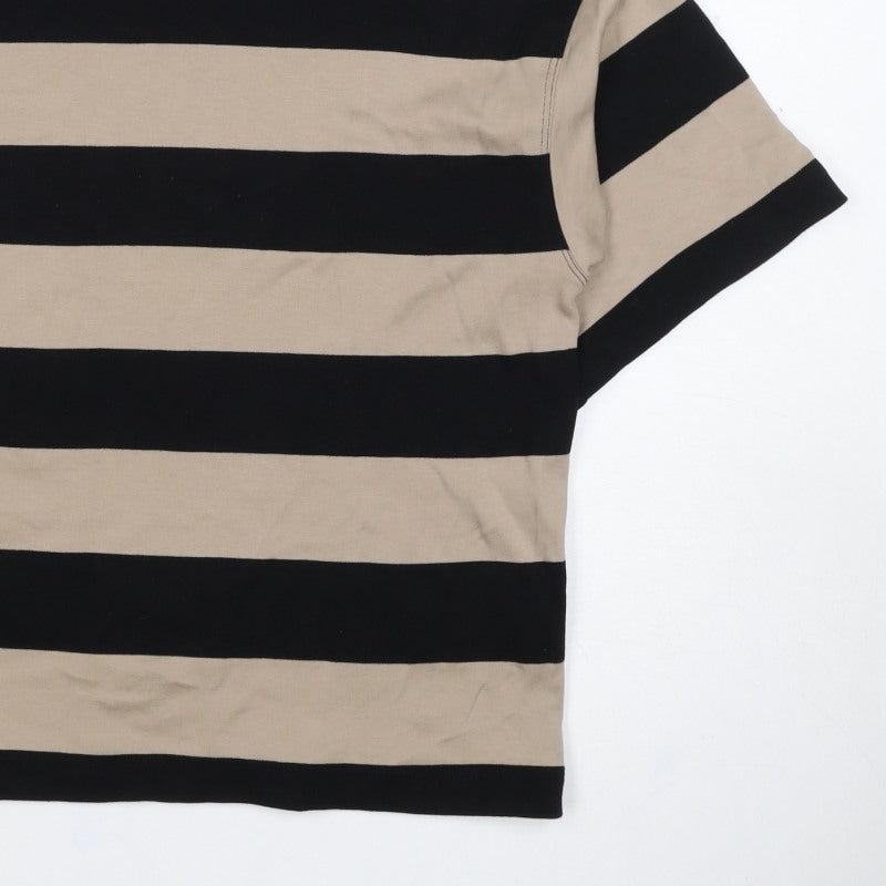 Next Women’s Multicoloured XS Striped Mock Neck Cotton T-Shirt
