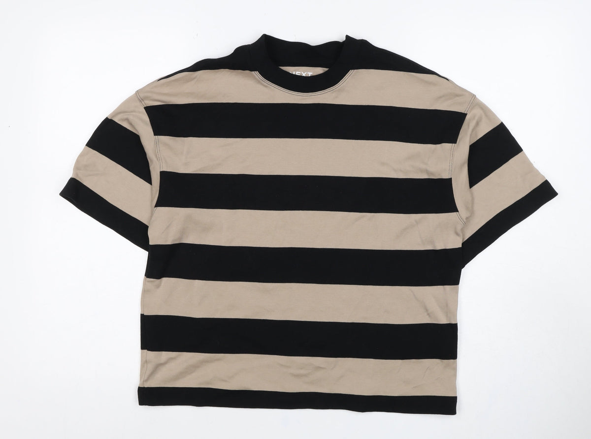 Next Women’s Multicoloured XS Striped Mock Neck Cotton T-Shirt
