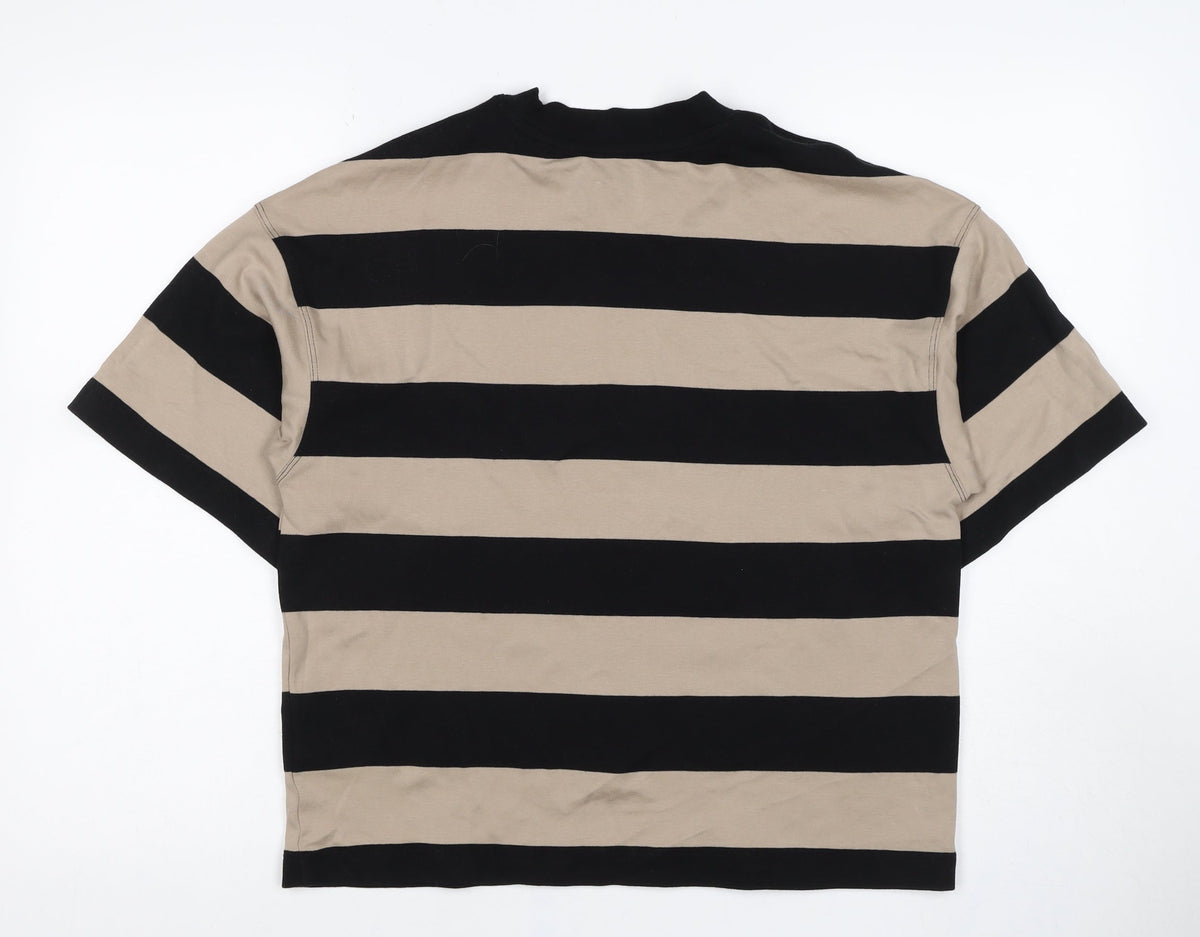 Next Women’s Multicoloured XS Striped Mock Neck Cotton T-Shirt