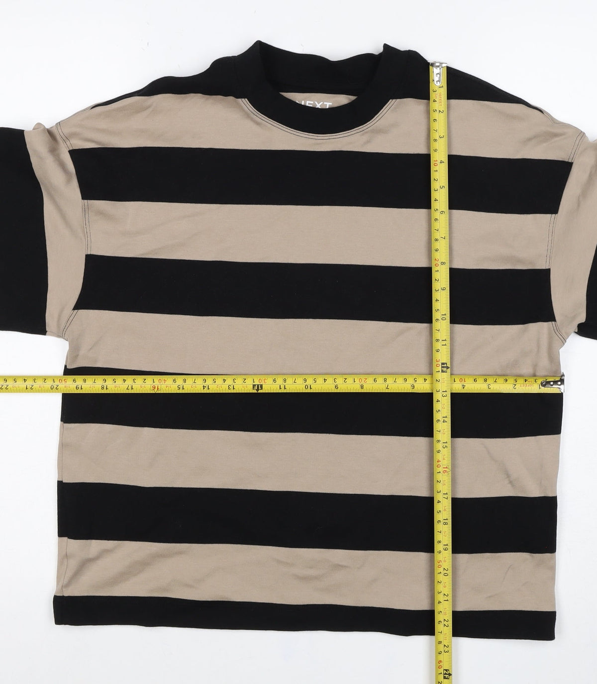 Next Women’s Multicoloured XS Striped Mock Neck Cotton T-Shirt