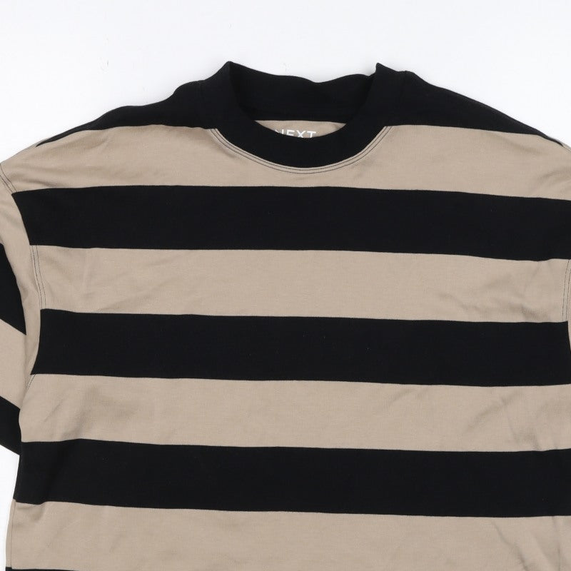 Next Women’s Multicoloured XS Striped Mock Neck Cotton T-Shirt