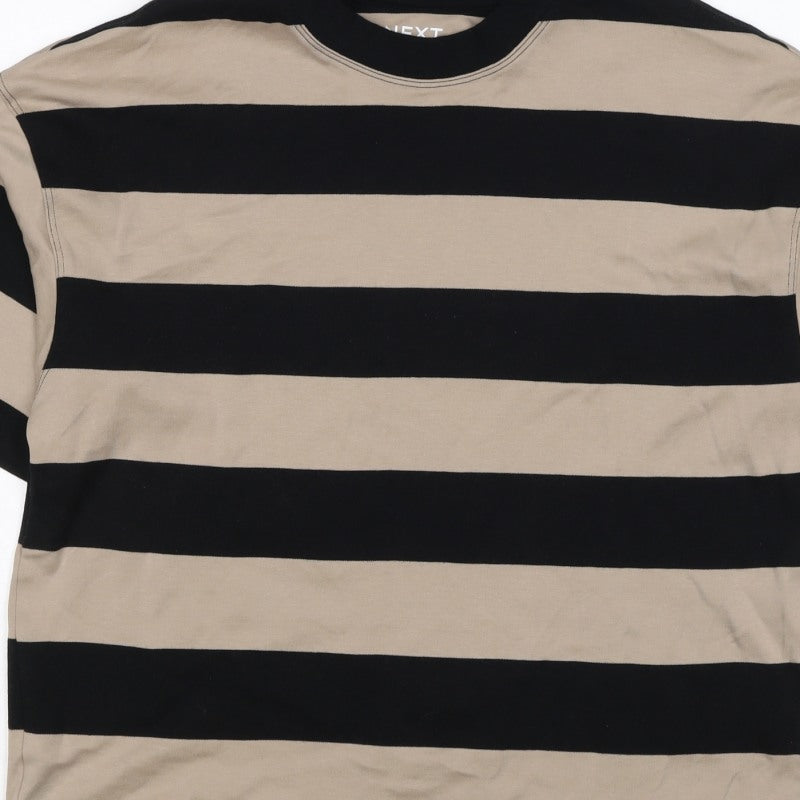 Next Women’s Multicoloured XS Striped Mock Neck Cotton T-Shirt