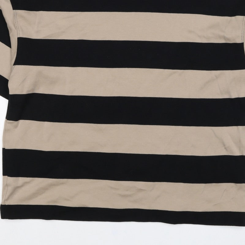 Next Women’s Multicoloured XS Striped Mock Neck Cotton T-Shirt