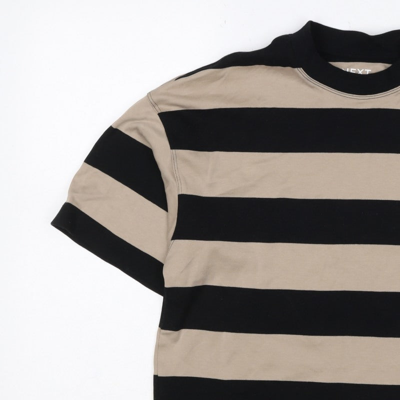 Next Women’s Multicoloured XS Striped Mock Neck Cotton T-Shirt
