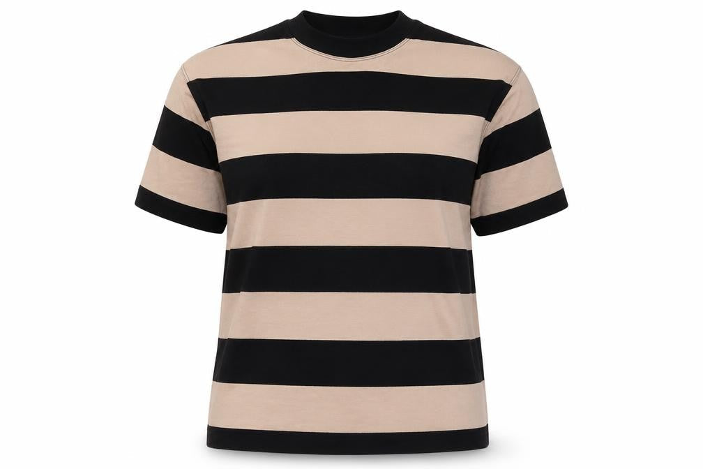 Next Women’s Multicoloured XS Striped Mock Neck Cotton T-Shirt