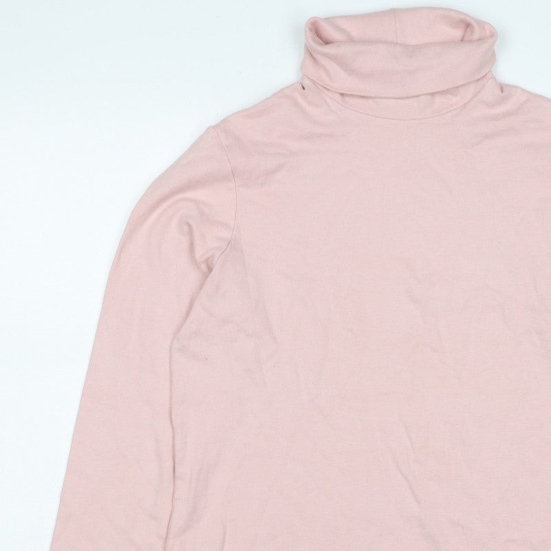 Rapport Women's Pink S Basic Roll Neck Long Sleeve Jersey Top