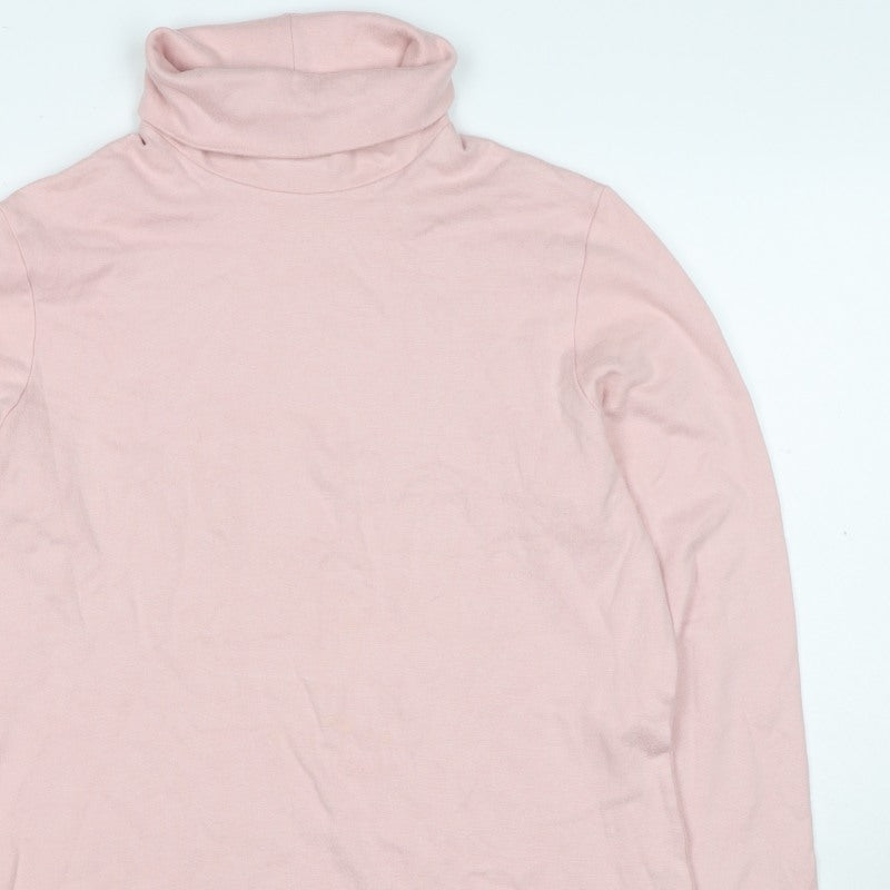 Rapport Women's Pink S Basic Roll Neck Long Sleeve Jersey Top