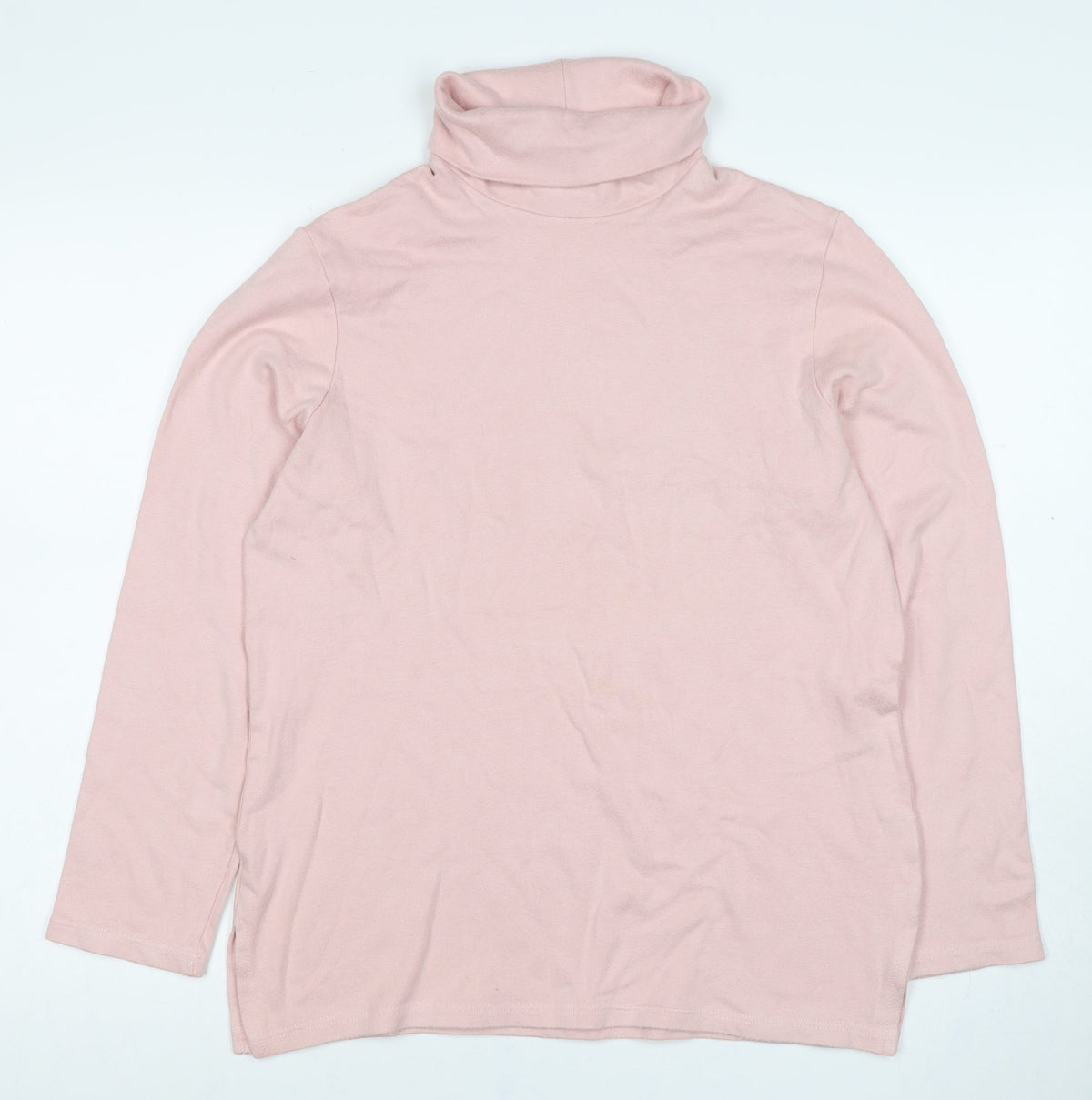 Rapport Women's Pink S Basic Roll Neck Long Sleeve Jersey Top