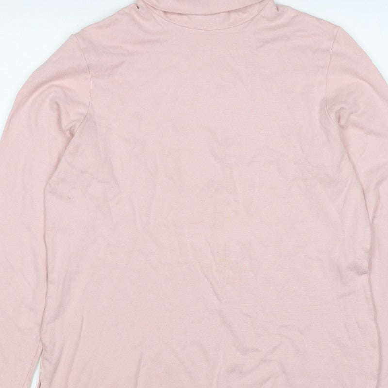 Rapport Women's Pink S Basic Roll Neck Long Sleeve Jersey Top