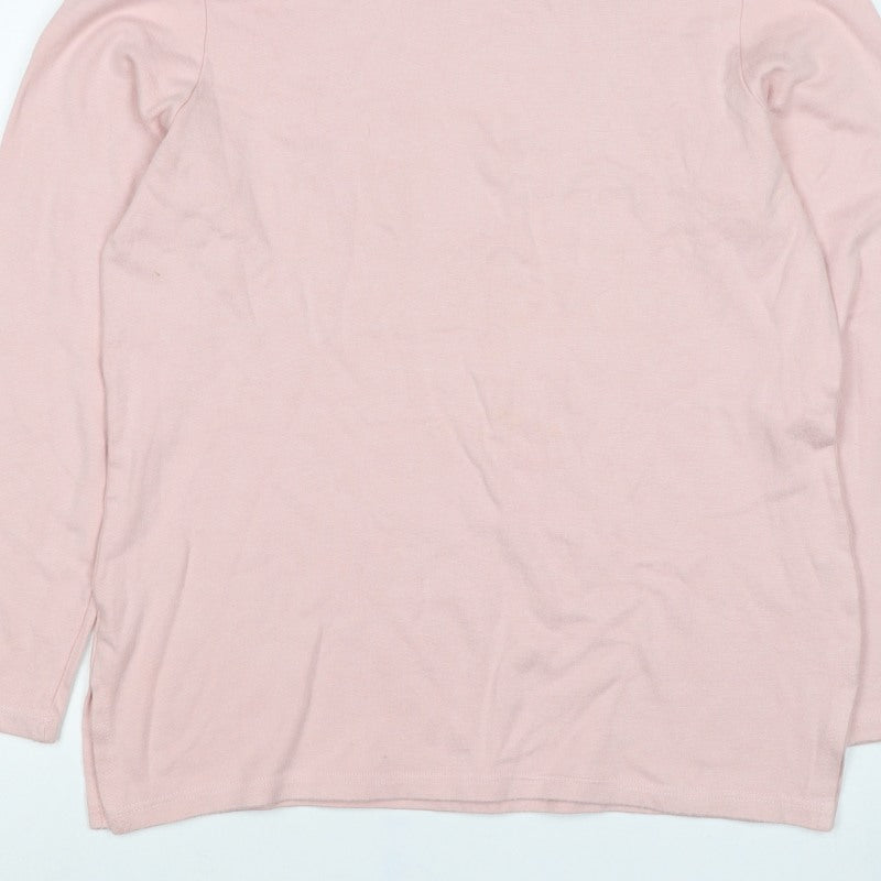 Rapport Women's Pink S Basic Roll Neck Long Sleeve Jersey Top