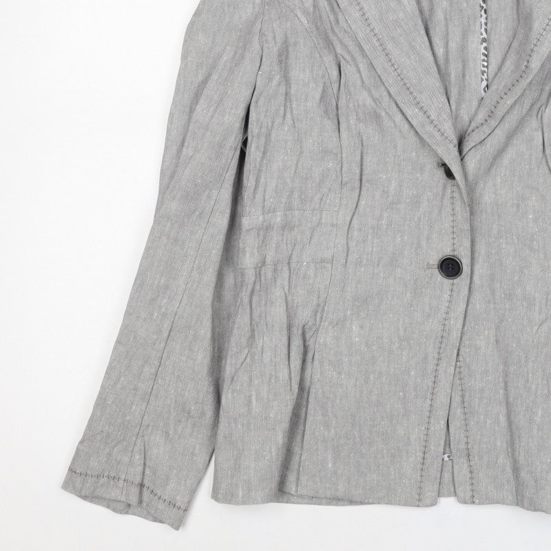 Per Una Women’s Grey Linen Cotton Blazer Jacket UK 16 Single-Breasted