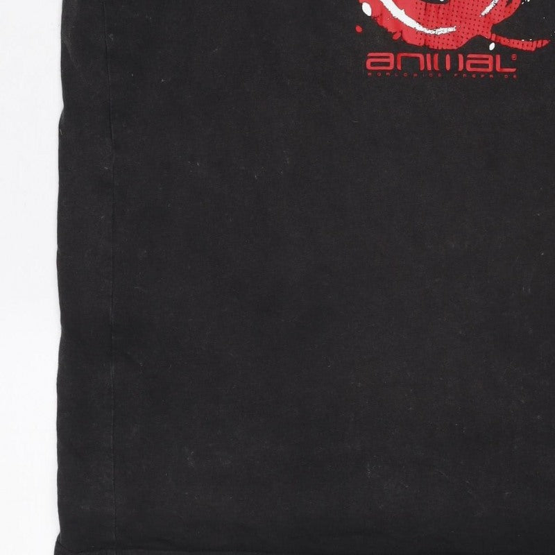 Animal Men’s Black Red Rose Graphic Ringer Sleeveless T-Shirt M