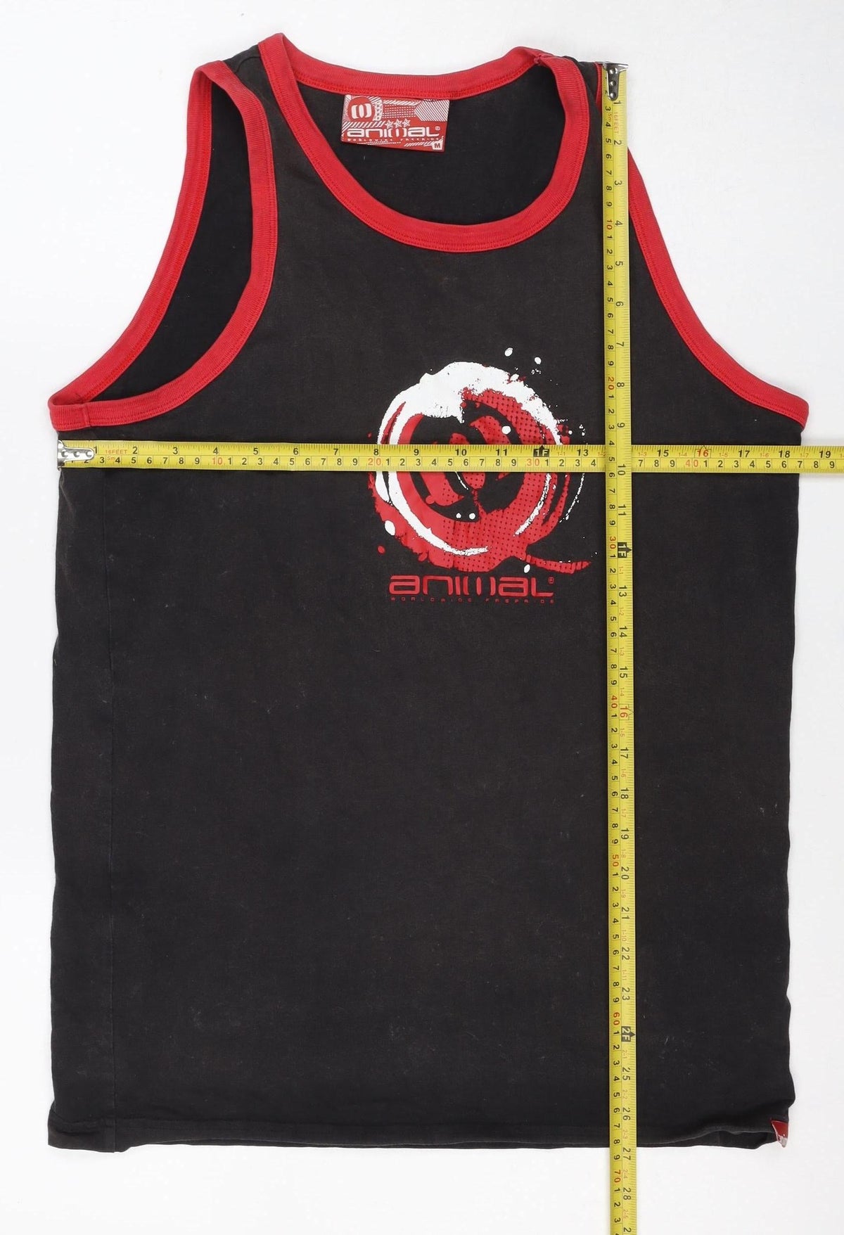 Animal Men’s Black Red Rose Graphic Ringer Sleeveless T-Shirt M
