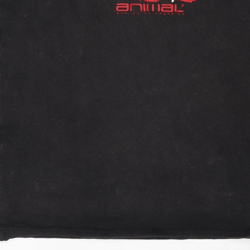 Animal Men’s Black Red Rose Graphic Ringer Sleeveless T-Shirt M