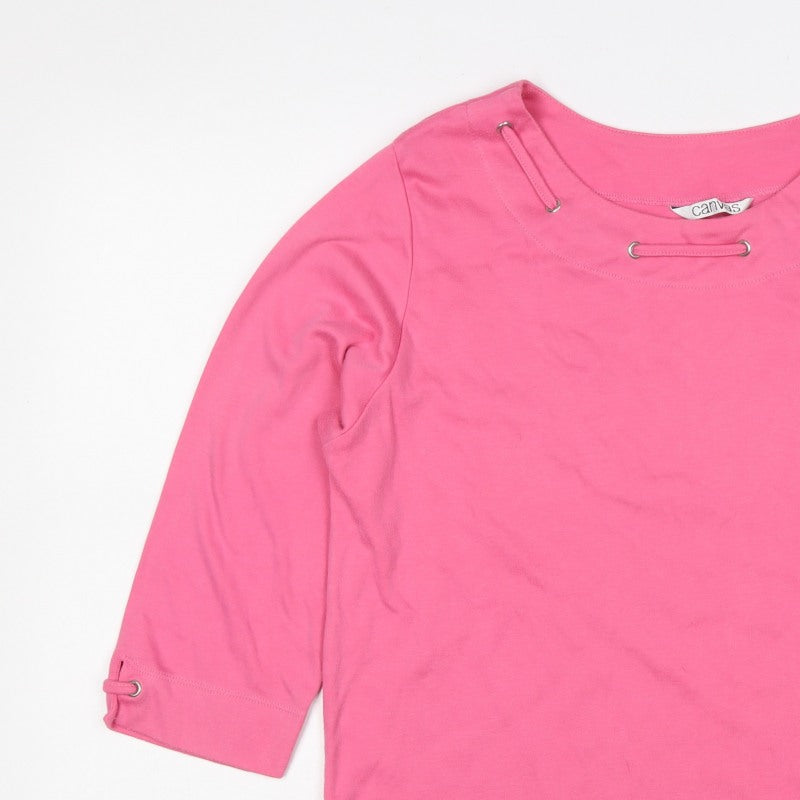 Canvas Women Pink Size 18 3/4 Sleeve Strap Detail Jersey Top