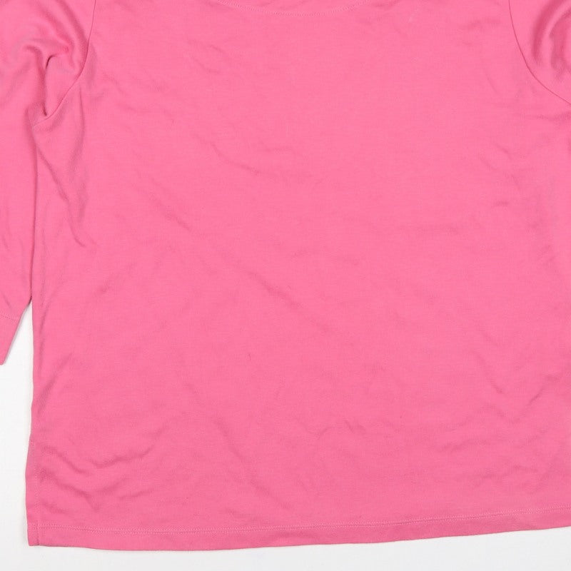Canvas Women Pink Size 18 3/4 Sleeve Strap Detail Jersey Top