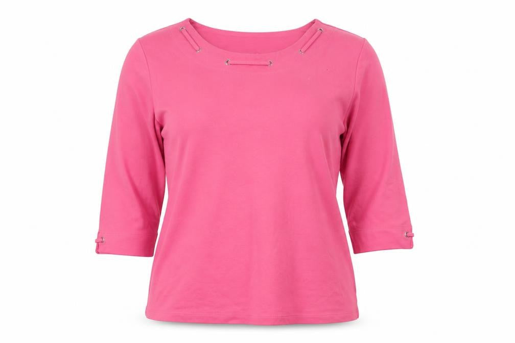Canvas Women Pink Size 18 3/4 Sleeve Strap Detail Jersey Top