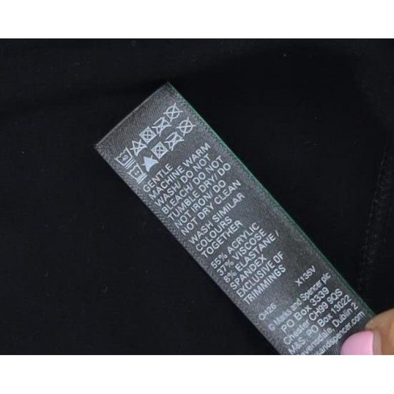 Marks and Spencer Women Black Size 10 Basic Thermal Long Sleeve Top