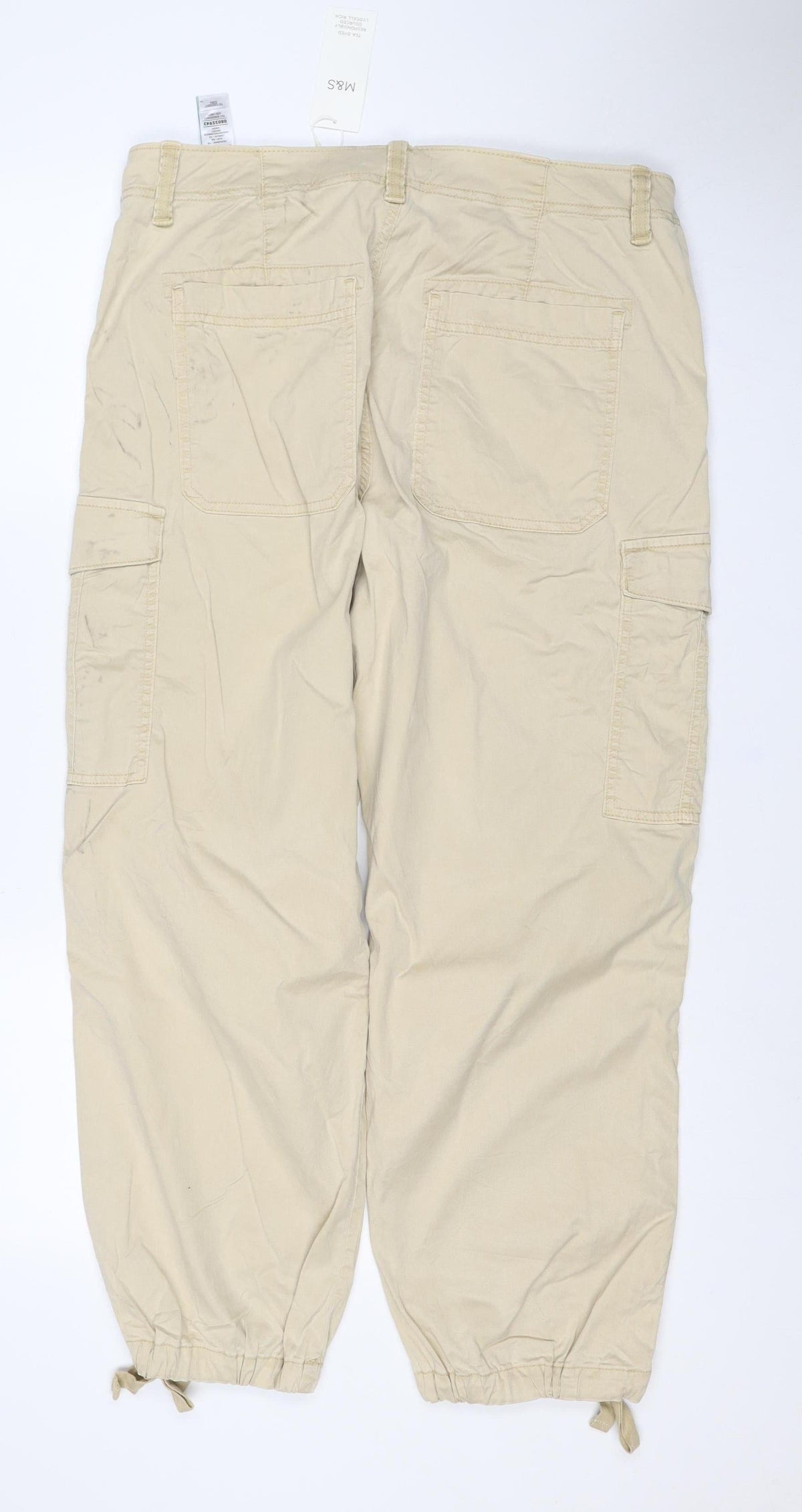 Marks & Spencer Women Beige Size 16 Short Cargo Trousers Pockets