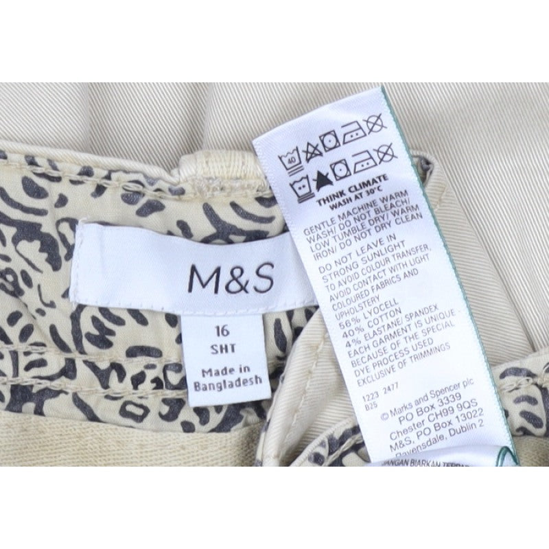 Marks & Spencer Women Beige Size 16 Short Cargo Trousers Pockets