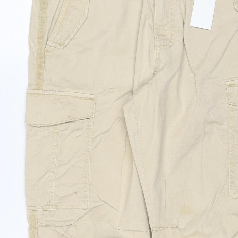 Marks & Spencer Women Beige Size 16 Short Cargo Trousers Pockets