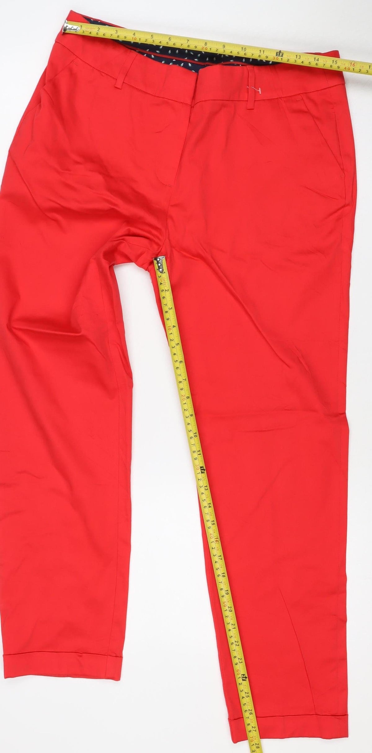 TU Women’s Red Size 14 Cotton Stretch Straight Chino Trousers