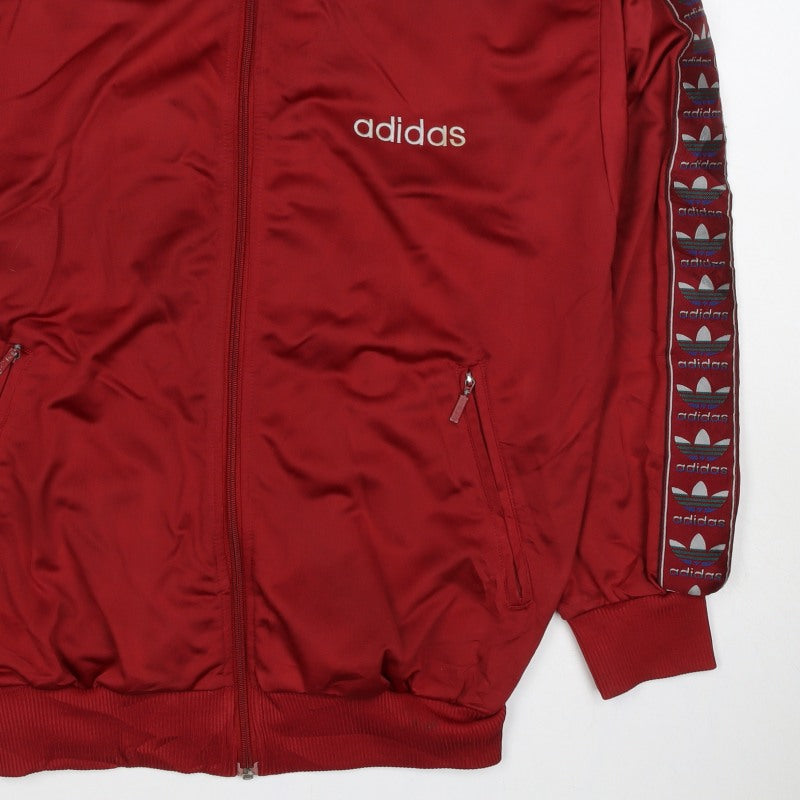 Adidas Women Red UK 14 Full Zip Logo Track Jacket Sweatshirt
