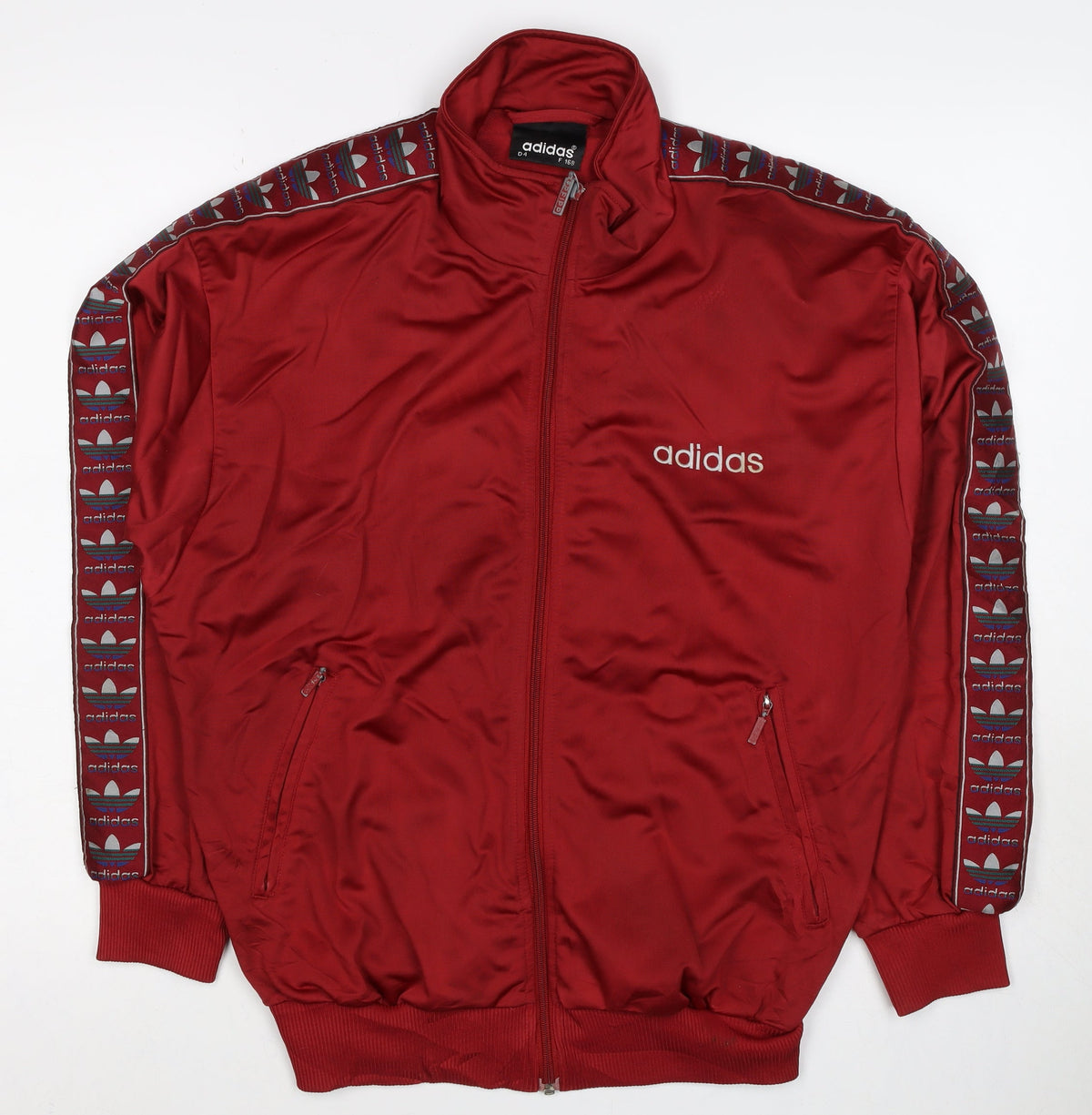 Adidas Women Red UK 14 Full Zip Logo Track Jacket Sweatshirt