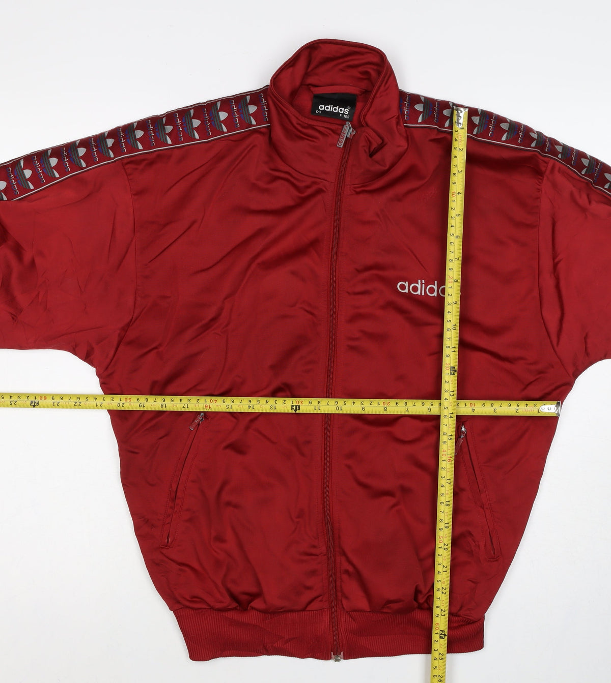 Adidas Women Red UK 14 Full Zip Logo Track Jacket Sweatshirt