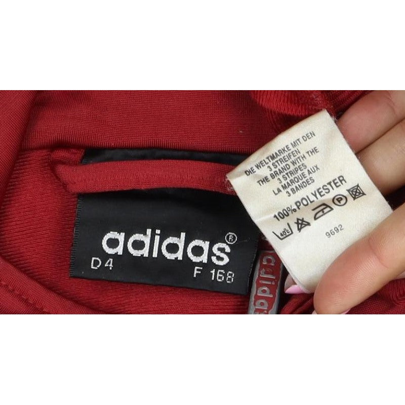 Adidas Women Red UK 14 Full Zip Logo Track Jacket Sweatshirt