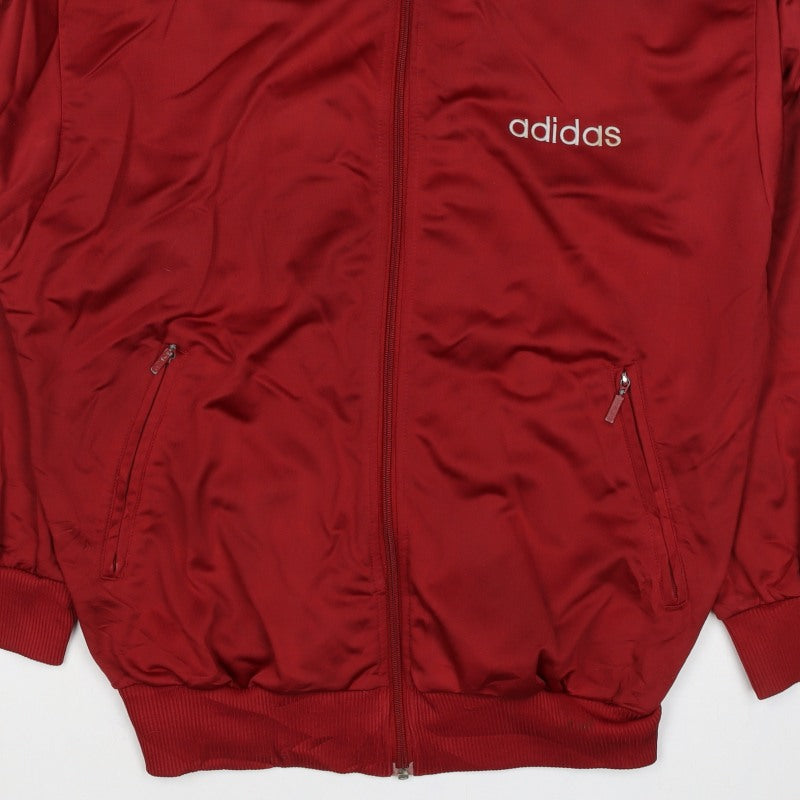 Adidas Women Red UK 14 Full Zip Logo Track Jacket Sweatshirt