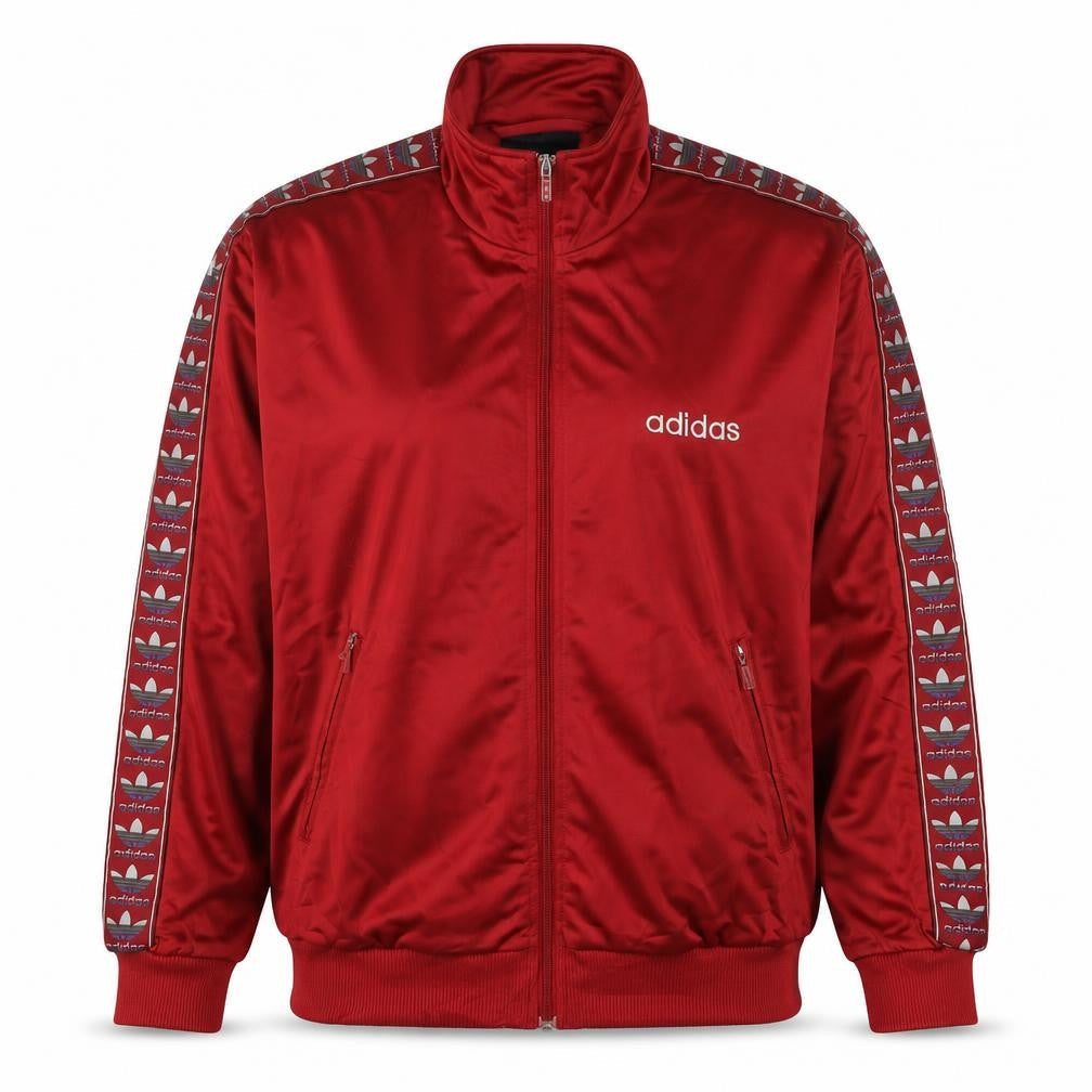 Adidas Women Red UK 14 Full Zip Logo Track Jacket Sweatshirt