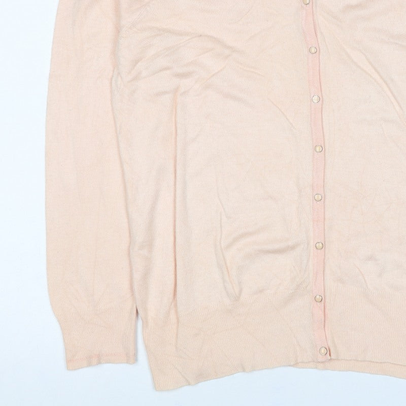 Marks and Spencer Women Pink Size 18 Cotton Knit Button Cardigan