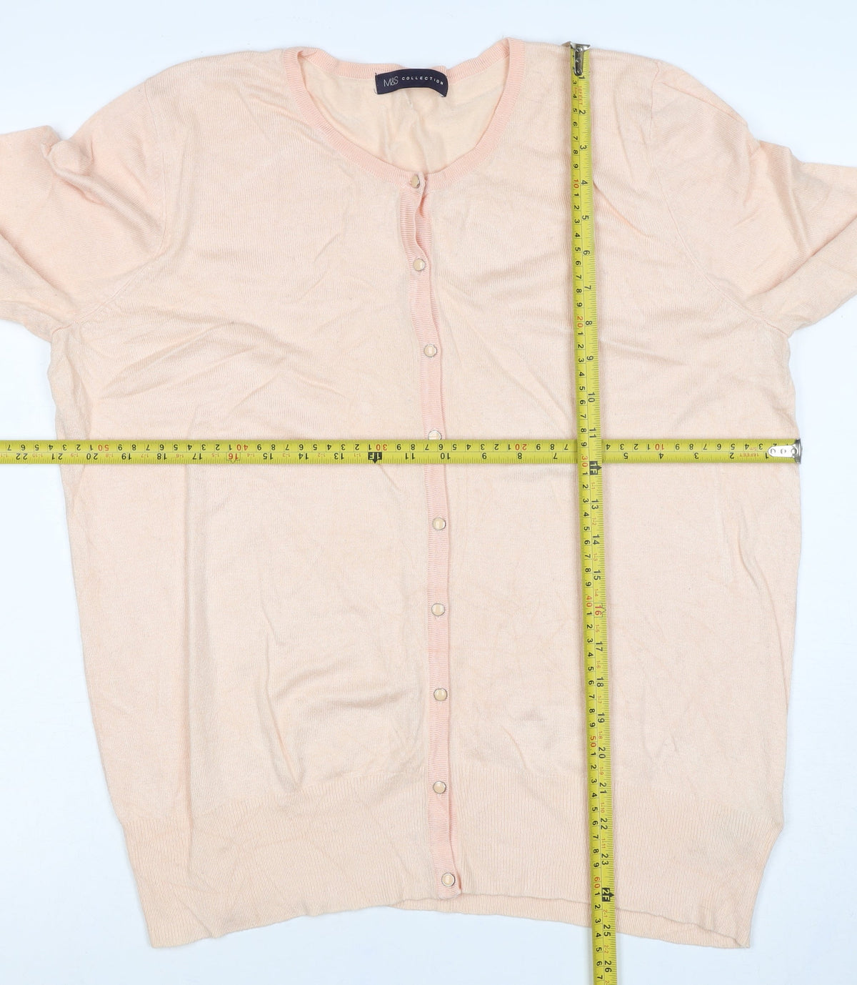 Marks and Spencer Women Pink Size 18 Cotton Knit Button Cardigan